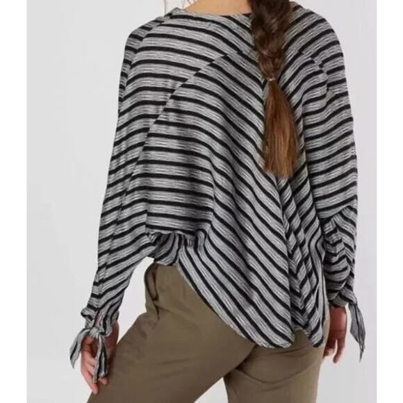 Free People Shirt Women's XS Bohemian Striped Coastal Beachy Cropped Dolman - Picture 5 of 11